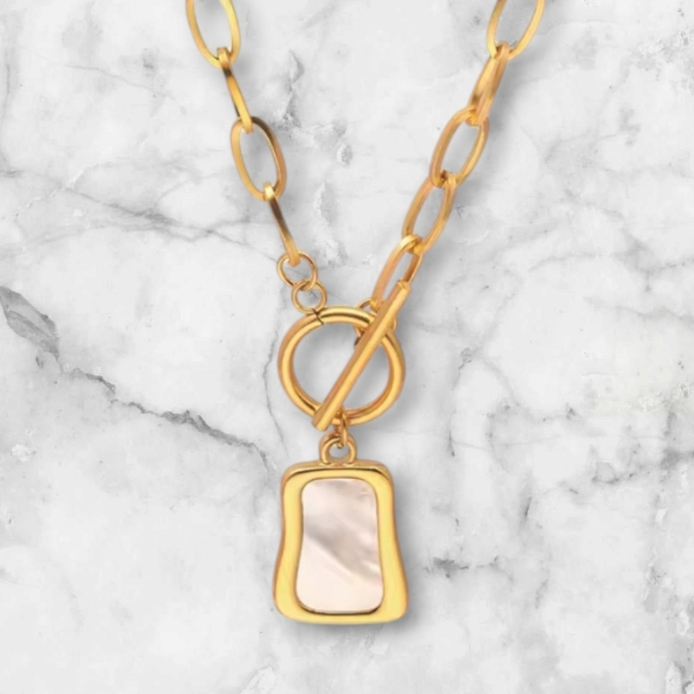 ***NEW*** Geometric Pearl Oyster Necklace - Picture 5 of 8